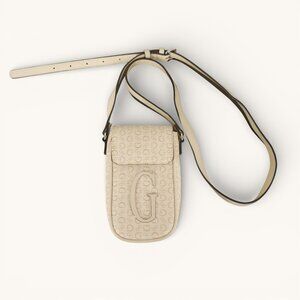 GUESS Beige Monogram Phone Crossbody Mini Bag Wallet Purse